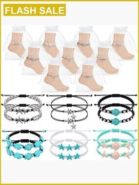 12 Turtle Anklets for Women Starfish Beach Anklet Adjustable Boho Summer